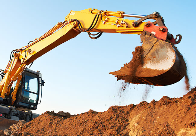 Excavator with Bucket Attachment